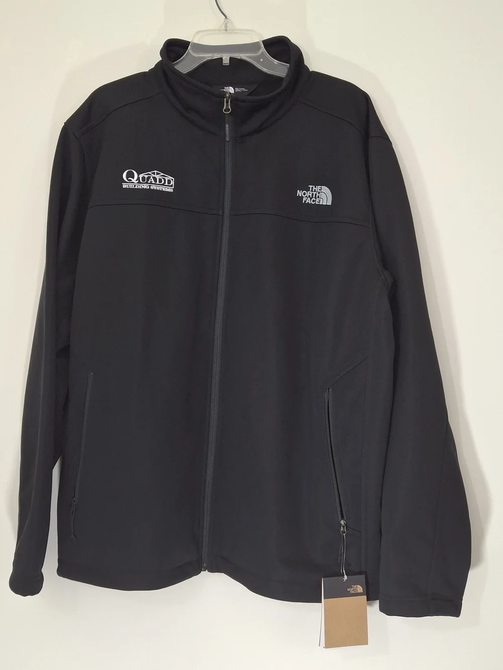 The North Face Black Softshell Jacket with Quadd Logo, Size XXL